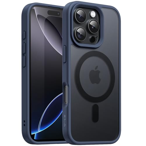 JETech Magnetic Case for iPhone 16 Pro 6.3-Inch Compatible with MagSafe, Translucent Matte Back Slim Shockproof Phone Cover (Storm Blue) - Image 1
