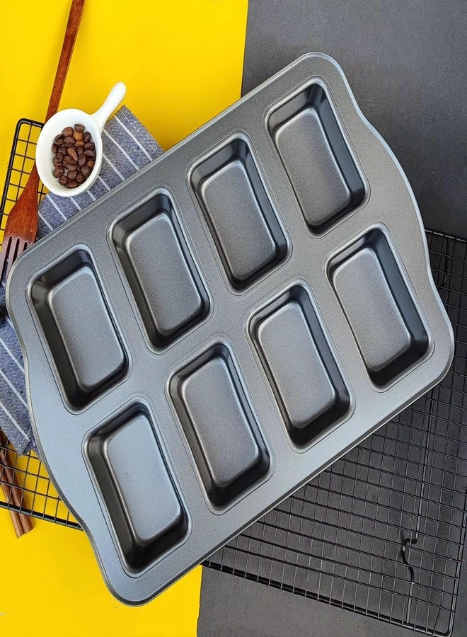 SHOAIB Loaf Baking pan 2-piece Mini loaf Mould Set Rectangle Shaped 8-Cup Slot Bread Baking Tray Brownie Cake Mould - Image 2