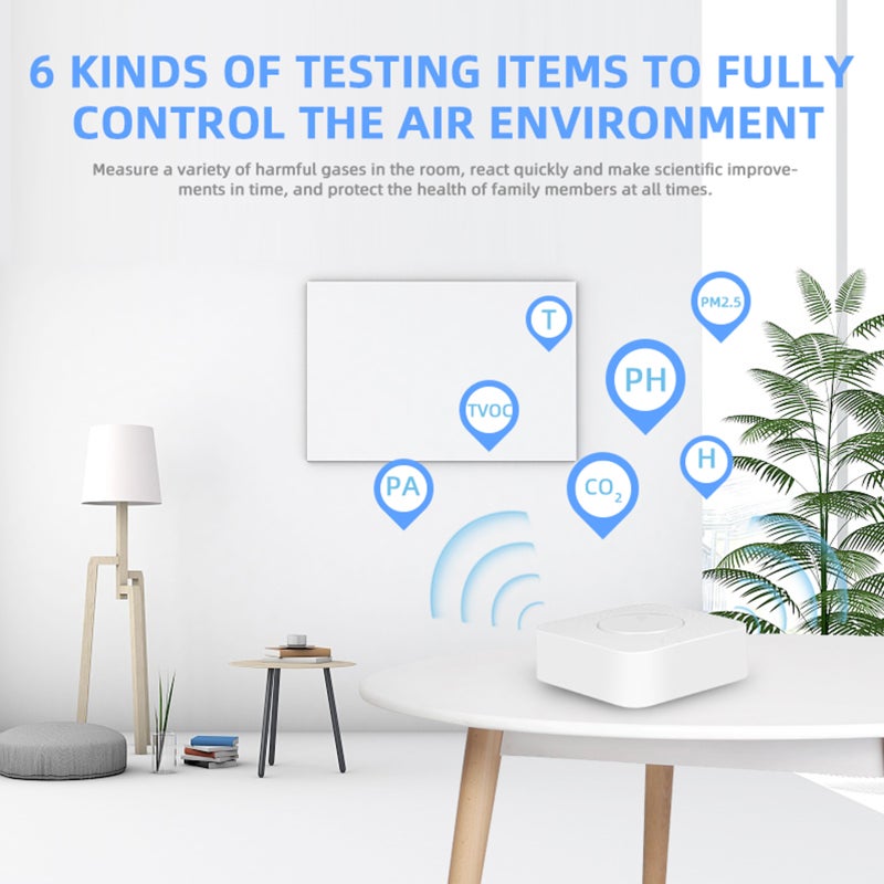 Tuya WiFi Air Quality Monitor 6-in-1 CO2 Meter PM2.5 Formaldehyde TVOC CO2 Temperature Humidity Detector for Home Office - Image 4