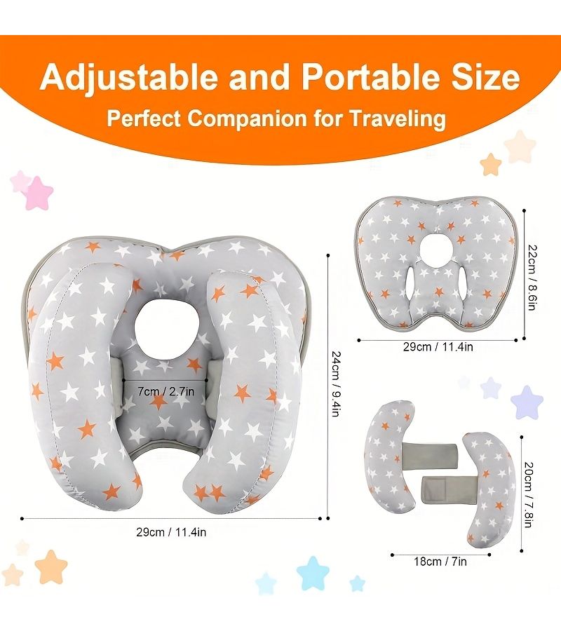 White Adjustable Banana Neck Support Pillow For Kids Stroller Travel Head Pillow - Image 2