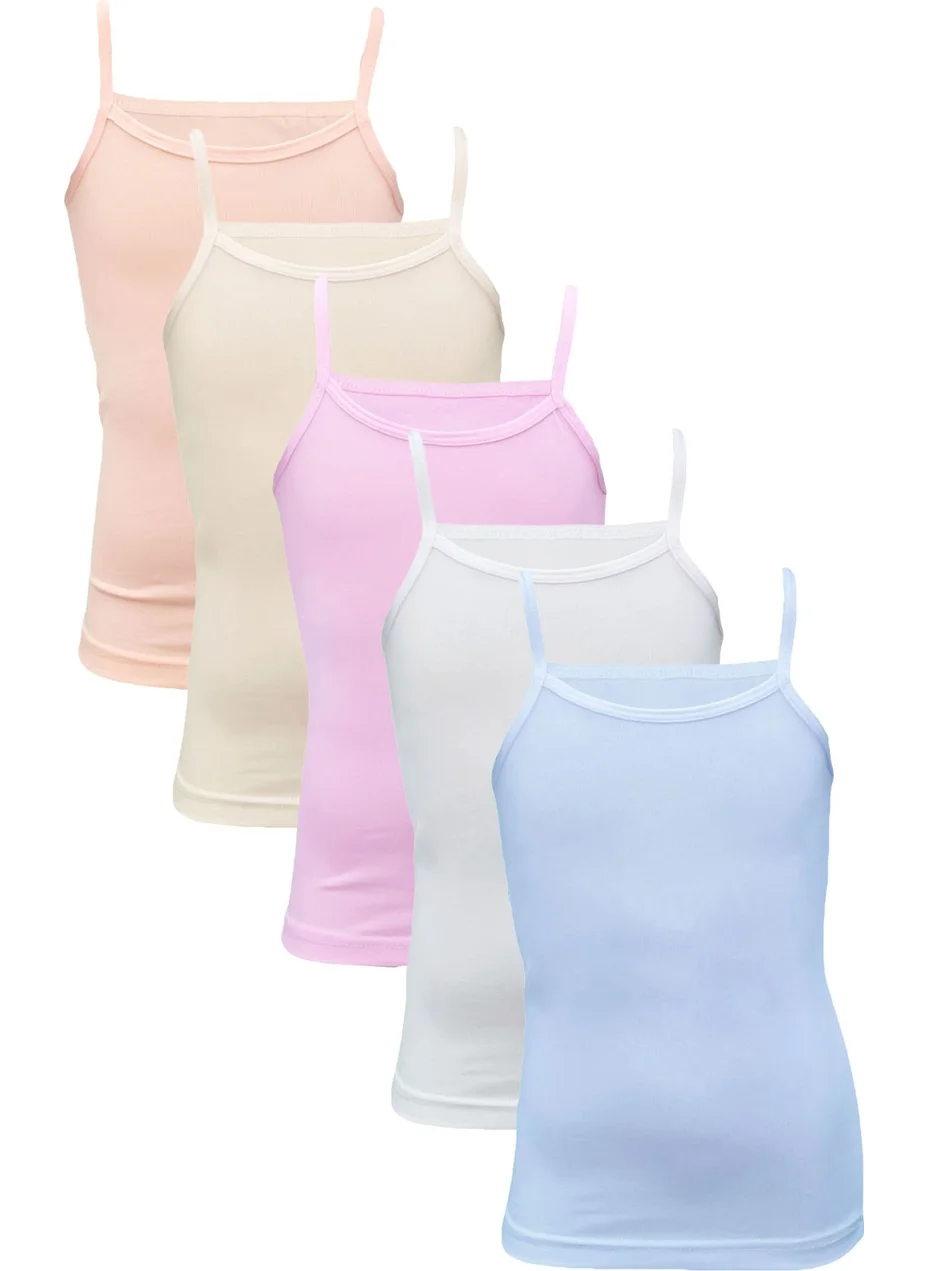 Onurel 5-Pack Girls' String Suspender Lycra Plain Patternless Undershirt