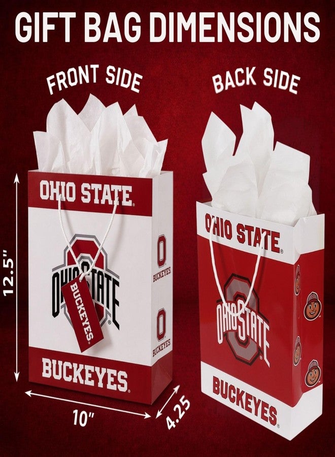 Havercamp Ohio State Buckeyes Gift Bag with Handles & Tissue Paper, Birthday Gift Bag for Graduation, Baby Shower, Tailgate Party Decor, Ohio State Theme Gift Paper bag - Image 3