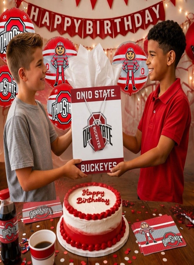 Havercamp Ohio State Buckeyes Gift Bag with Handles & Tissue Paper, Birthday Gift Bag for Graduation, Baby Shower, Tailgate Party Decor, Ohio State Theme Gift Paper bag - Image 4