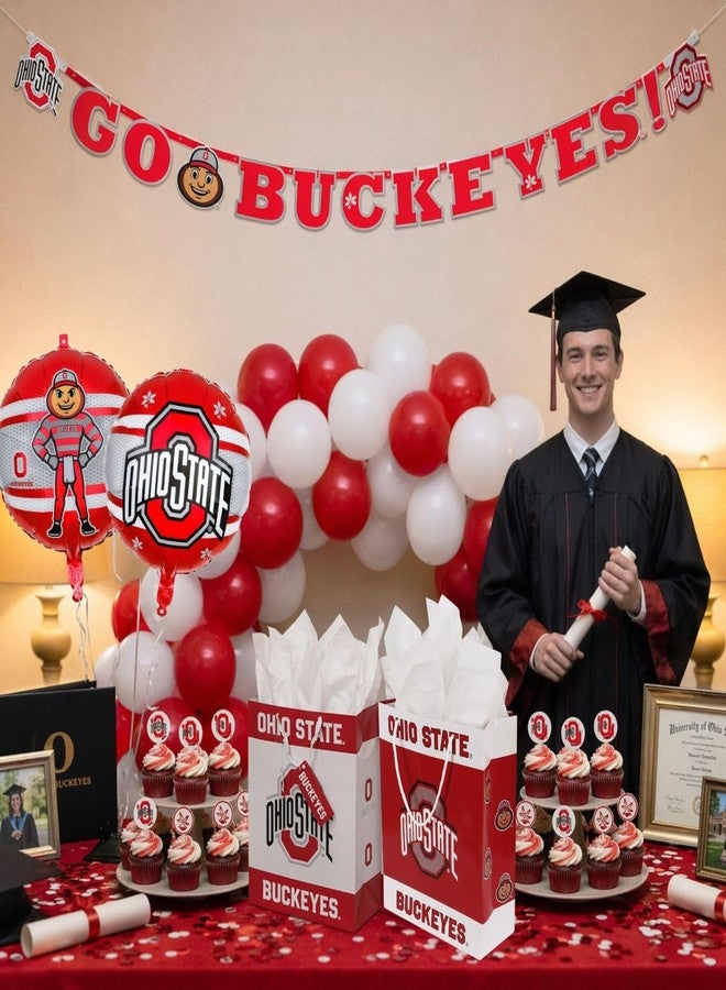 Havercamp Ohio State Buckeyes Gift Bag with Handles & Tissue Paper, Birthday Gift Bag for Graduation, Baby Shower, Tailgate Party Decor, Ohio State Theme Gift Paper bag - Image 2