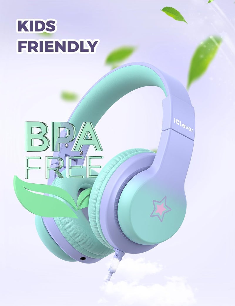 iClever HS19S Kids Headphones, 85dBA Safe Volume Limiter - Over Ear Stereo Headphones for Kids Boys Girls, Foldable 3.5mm Jack Wired Headphone for iPad/Tablet/School/Travel - Image 4