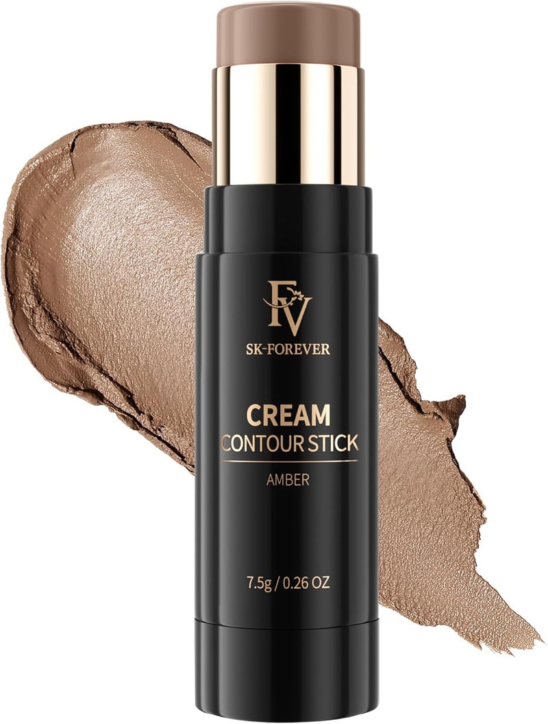 FV Cool Toned Contour Stick Highly Pigmented Blendable Easy to Blend Natural Matte Finish Long Lasting Face Sculpted Makeup for FairLight Skin Tones Shade 01 Amber