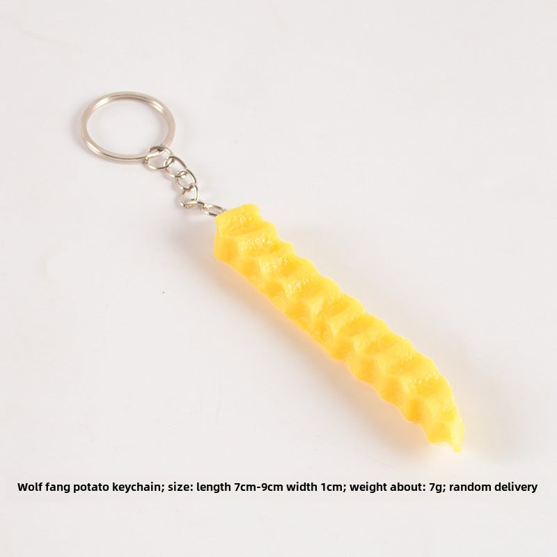 Realistic Wolf Tooth Fries Wave Food Toy PVC Prop Wolf tooth fries-Keychain