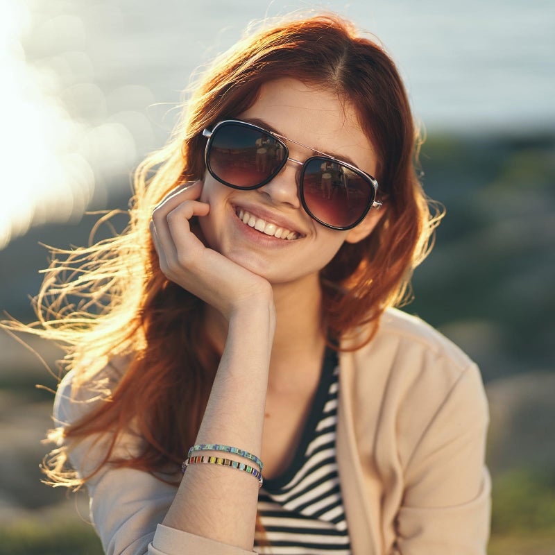 Jadive 4 Pcs Tila Flat Beaded Stretch Bracelets for Women Bohemian Friendship Bead Bracelets Glass Cute Boho Style Square Beaded Decorations for Jewelry Friend Gifts (Retro Color) - Image 3