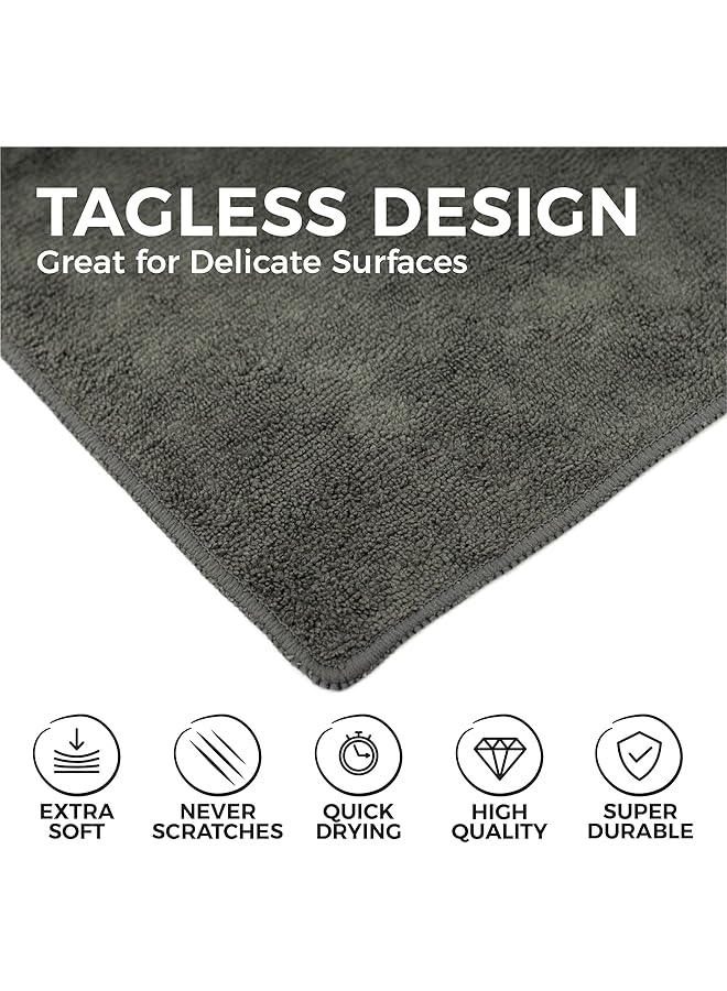 erorex All Purpose Microfiber Terry Cleaning Towels Commercial Grade Highly Absorbent Lint Free Streak Free Kitchens Bathrooms Offices 300Gsm 10In X 10In Gray 20 Pack - Image 2