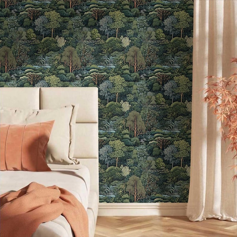 MuralPeel Green Forest Summer Trees River Landscape Peel and Stick Wallpaper Vintage Easy Peel Off Contact Paper Self Adhesive Removable Stick on Wall Paper for Kitchen Cabinet Renter Friendly - Image 3