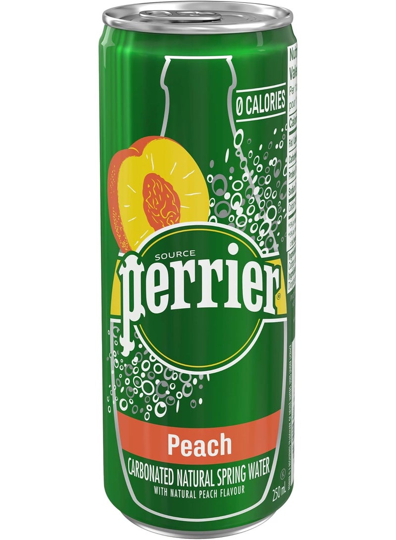 Peach Flavored Sparkling Natural Spring Water Slim Can 250 ml