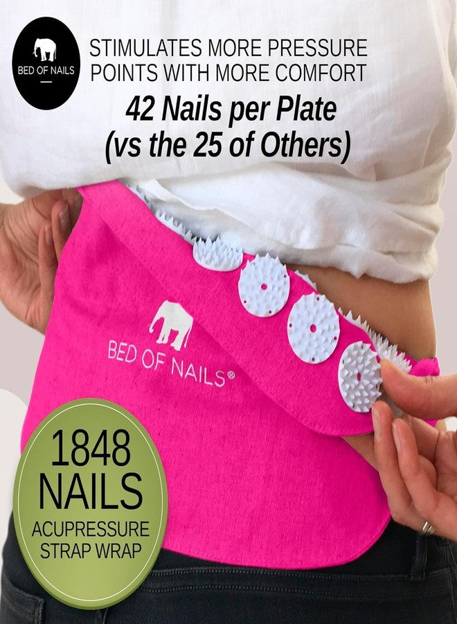 BED OF NAILS Original Acupressure Strap Wrap — 1,848 Pressure Points — On-the-Go Acupuncture Mat Strap for Back Pain Relief — FSA/HSA Eligible, with Carry Bag, 15 x 8”, Pink - Image 2