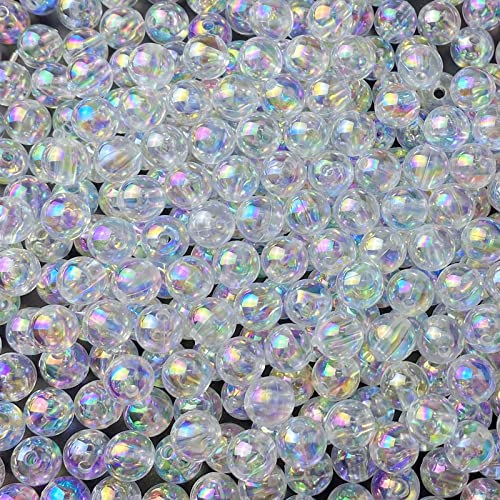 Honkoolly 300 Pcs 8mm Acrylic Round Beads AB Colors Round Spacer Beads for Earring Bracelet Necklace Key Chains Jewelry DIY Craft Making(Clear AB) - Image 1