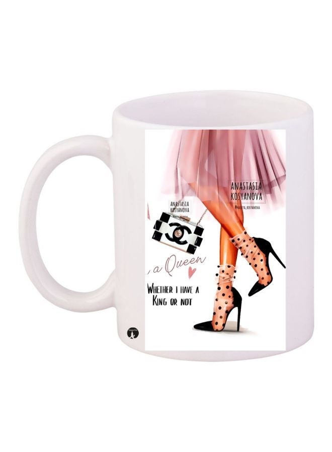 Quote Printed Coffee Mug White/Beige/Pink 11ounce