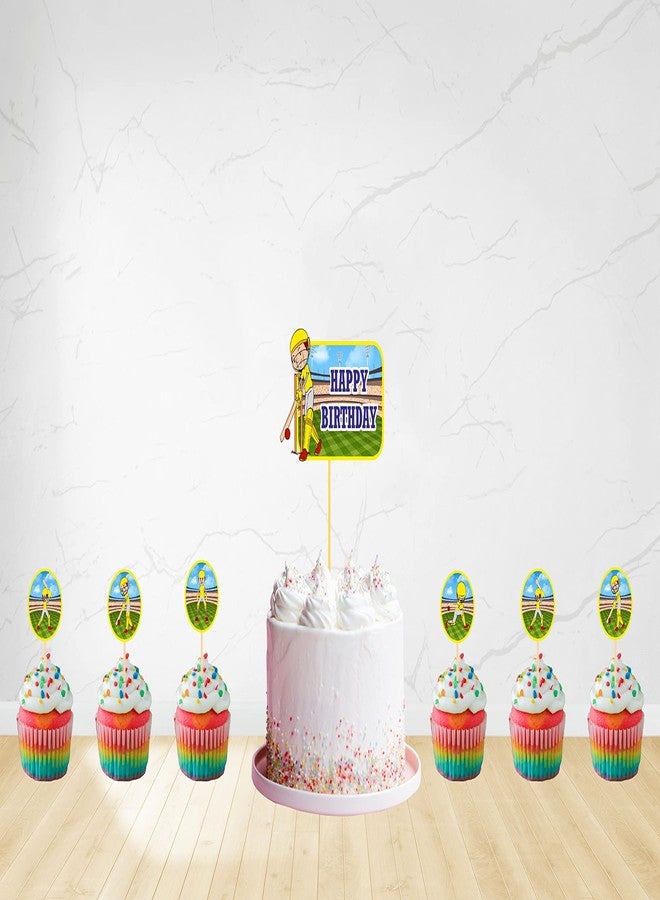 Untumble Cricket Theme Cake Topper & Cupcake Toppers Set - Birthday Party Decoration for Cricket Lovers & Kids (Pack of 25) - Image 2