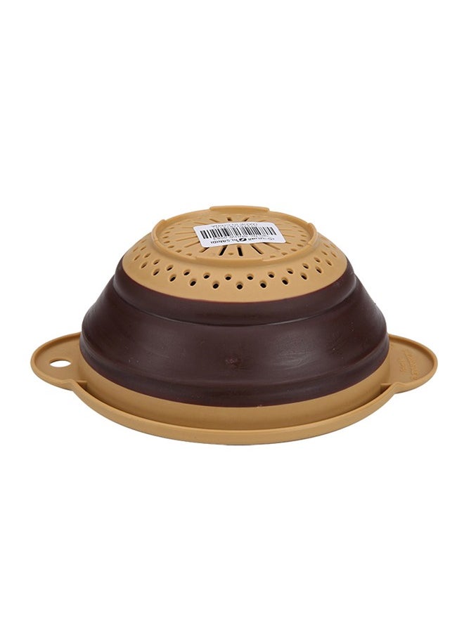 AL SANIDI Foldable Silicone strainer, Rice, Vegetables and fruits strainer, Brown*Beige, Size 16.5 Cm  - Image 3