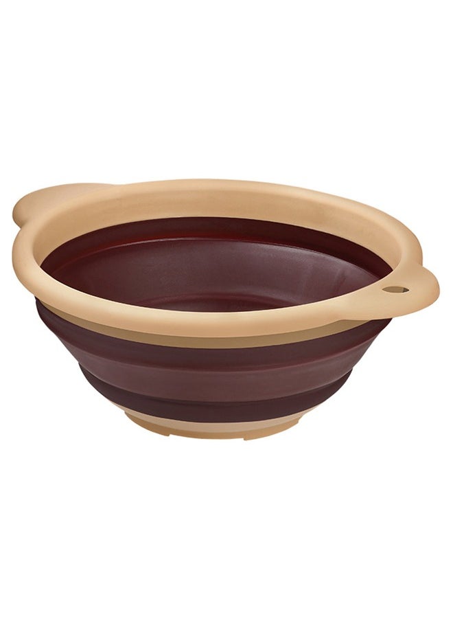 AL SANIDI Foldable Silicone strainer, Rice, Vegetables and fruits strainer, Brown*Beige, Size 16.5 Cm  - Image 1