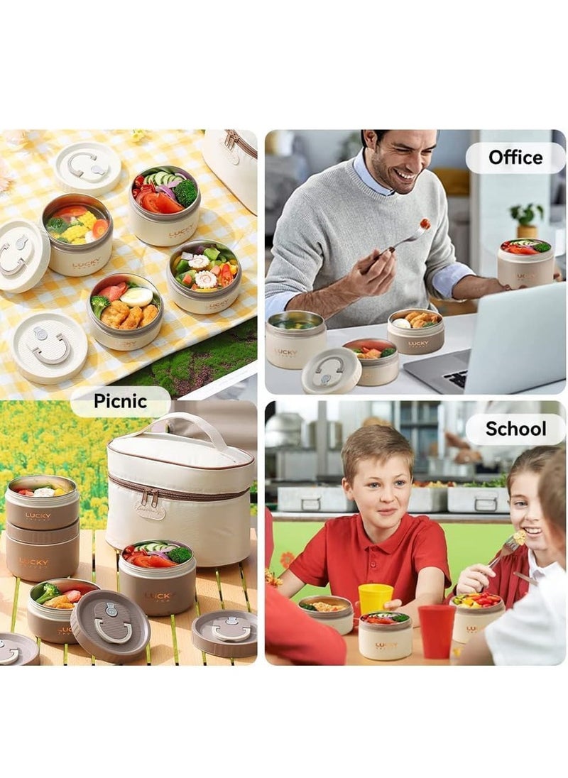 LEOKOR - Portable Insulated Tiffin Lunch Box Set – Stackable Bento Box， Stainless Steel Thermal Containers with Bag - Image 1
