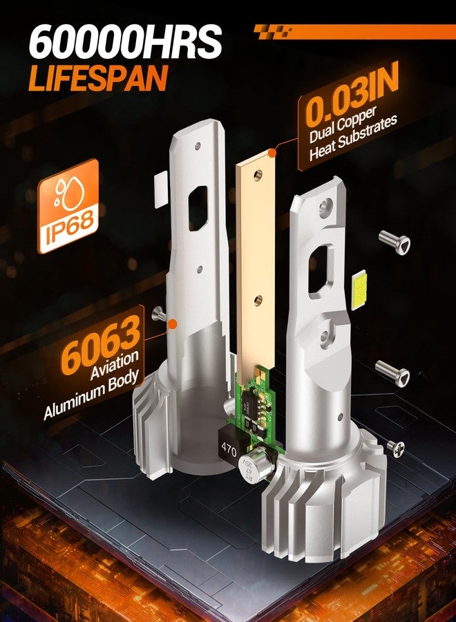 SEALIGHT 5202 LED Fog Light Bulbs or DRL, 18000LM 800% Brightness 5202 5201 PS19W PS24W Fog Lights LED Bulb for Car, 6500K Cool White 984 FT Strong Penetration, 60000 Hours Lifespan, Pack of 2 - Image 4