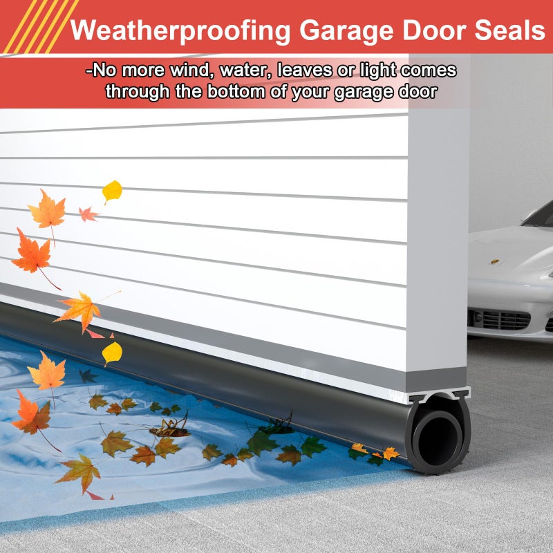 JOBON Garage Door Seals Bottom Rubber - Jobon 16.5 Ft Heavy-Duty Garage Door Weather Stripping Bottom Seal with Pre-drilled Aluminum Track Retainer Kit, Easy Installation for Home & Commercial - Image 2