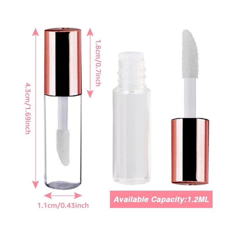 AMORIX 50PCS Mini Lip Gloss Tubes with Wand 1.2ml Empty Lip Gloss Containers Refillable Travel Lip Balm Bottles for Samples with 5ml Syringes DIY Lip Gloss Base + Tag Labels (Rose Gold) - Image 2