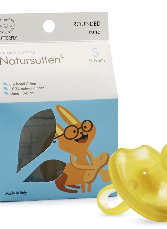 Natursutten Pacifiers 0-6 Months - 1-Pack Butterfly Shield Round Nipple Natural Rubber Safe & Soft BPA-Free Pacifiers for Breastfeeding Babies - Newborn Pacifiers Made in Italy  - Image 1