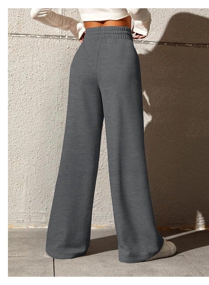 Nona fashion Women's high-waisted sports pants with ties and wide legs with pockets, loose casual yoga pants.  - Image 3
