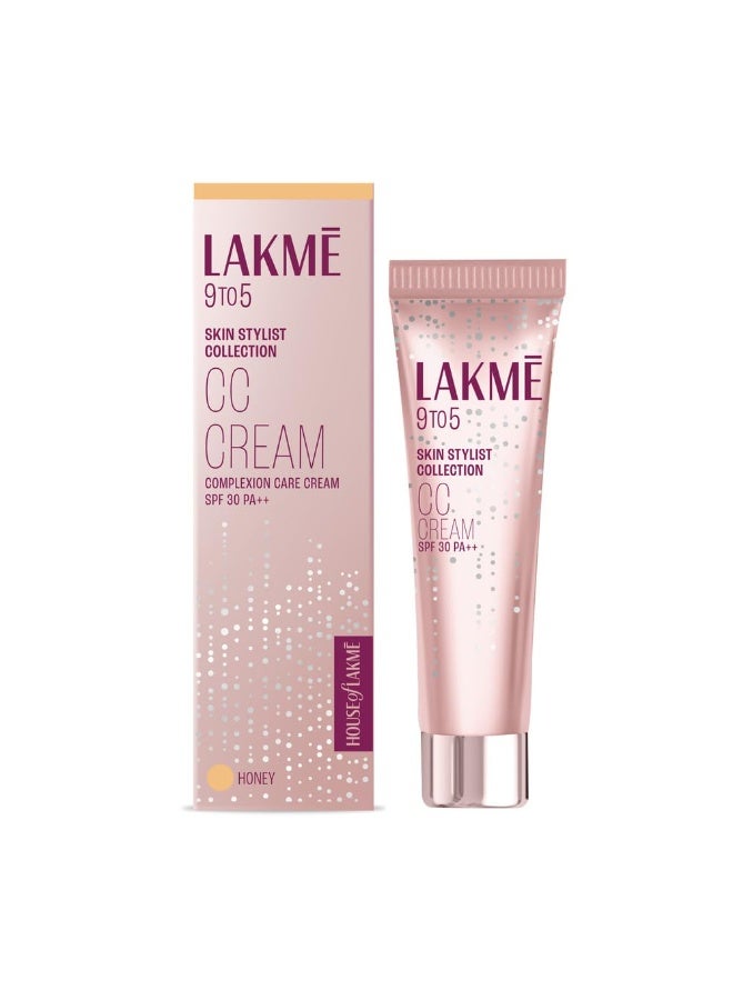 LAKME Cc Cream With Spf30 Pa++ - Honey |Enriched With 3% Niacinamide | Conceals Dark Spots| Brightens Skin |Lightweight Moisturizer + Foundation |30 G - Image 1