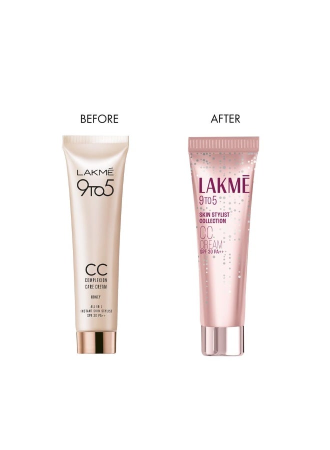 LAKME Cc Cream With Spf30 Pa++ - Honey |Enriched With 3% Niacinamide | Conceals Dark Spots| Brightens Skin |Lightweight Moisturizer + Foundation |30 G - Image 3