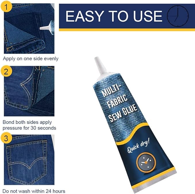 Makbeaty Fabric Repair Glue 50ml, Quick Drying Multi-Fabric Adhesive for Cloth | Leather Denim Cotton, Waterproof Heat-Resistant No-Sew Solution - 50 - Image 5