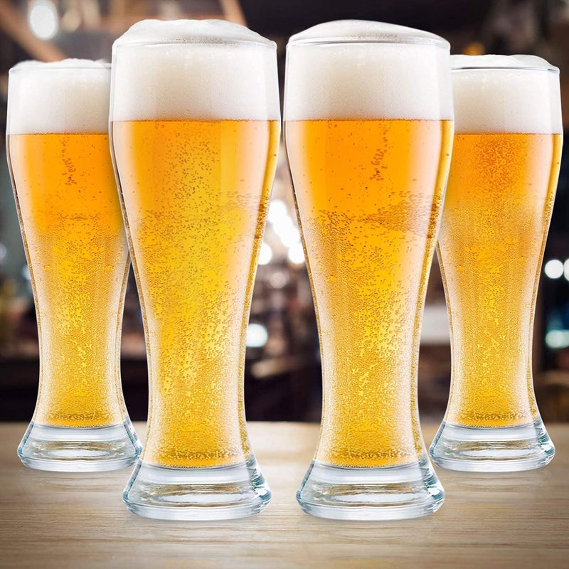 ROY Beer Glass Set of 4 Classic Design Glass Beer Mug Heavy Base Beer Mug 465ML 4 Transparent - Image 2