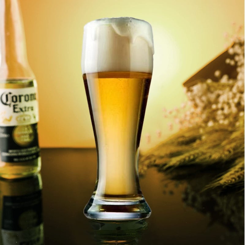 ROY Beer Glass Set of 4 Classic Design Glass Beer Mug Heavy Base Beer Mug 465ML 4 Transparent - Image 5