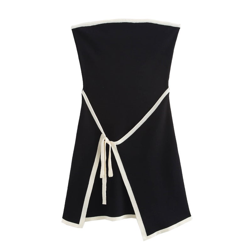 Chic Backless Knit Tube Dress Black - Image 1