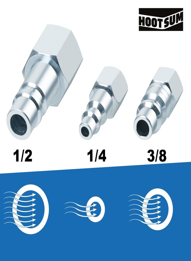 HOOTSUM 5PCS 1/2’’ Air Hose Fittings Kit, 2PC I/M Industrial Type Coupler with 1/2’’ FNPT, 2PCS Male Thread Air Plug and 1PC Female Plug - Image 5