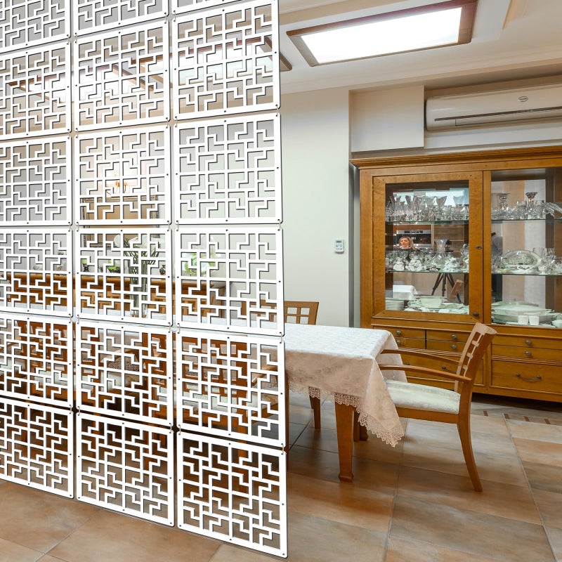 Lchen Hanging Room Divider10 Pieces WoodPlastic Hanging Panels 02Thick Screen Panel for Living Room Bedroom Home DecorationFY114X114