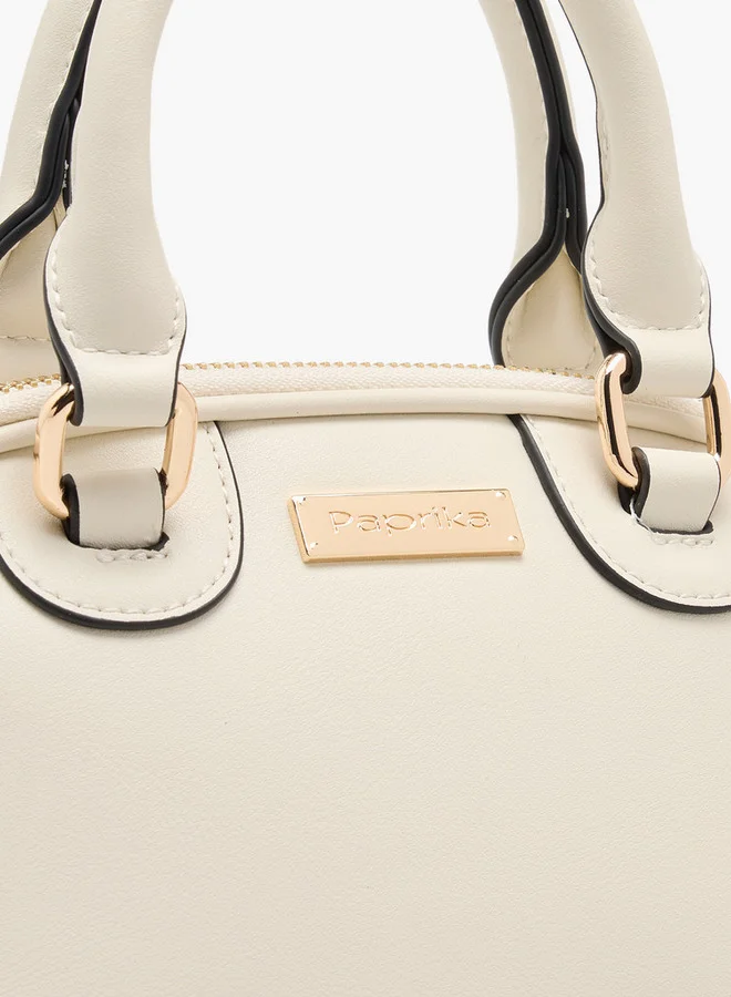 Paprika Women's Solid Tote Bag with Detachable Strap and Zip Closure