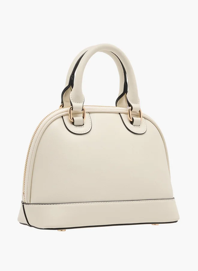 Paprika Women's Solid Tote Bag with Detachable Strap and Zip Closure