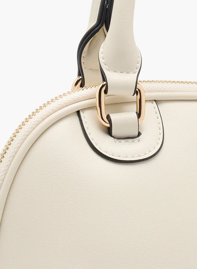 Paprika Women's Solid Tote Bag with Detachable Strap and Zip Closure