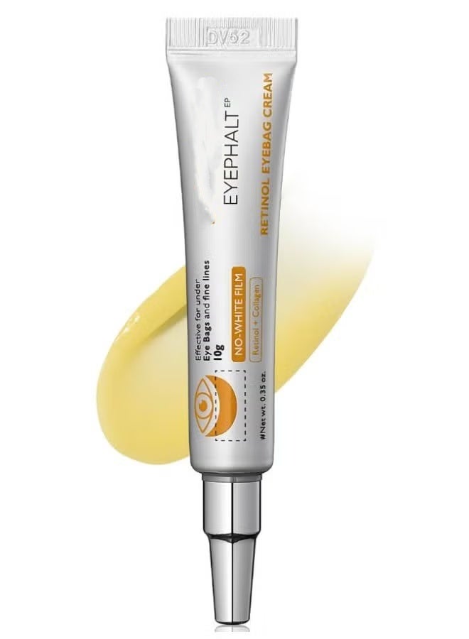 Eyephalt Retinol Eyebag Cream 10G– targeted retinol eye bag cream to visibly de-puff, smooth fine lines, and brighten the look of dark circles; lightweight, fast-absorbing under-eye treatment that hydrates, firms the eye contour, and refreshes tired eyes; suitable for all skin types; fragrance-free - Image 1