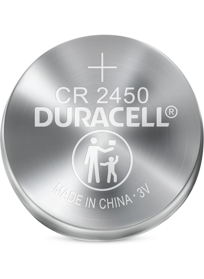 DURACELL 2450 3V Lithium Battery 1 Count Pack Lithium Coin Battery for Medical and Fitness Devices Watches and More CR Lithium 3 Volt Cell Pack of 2