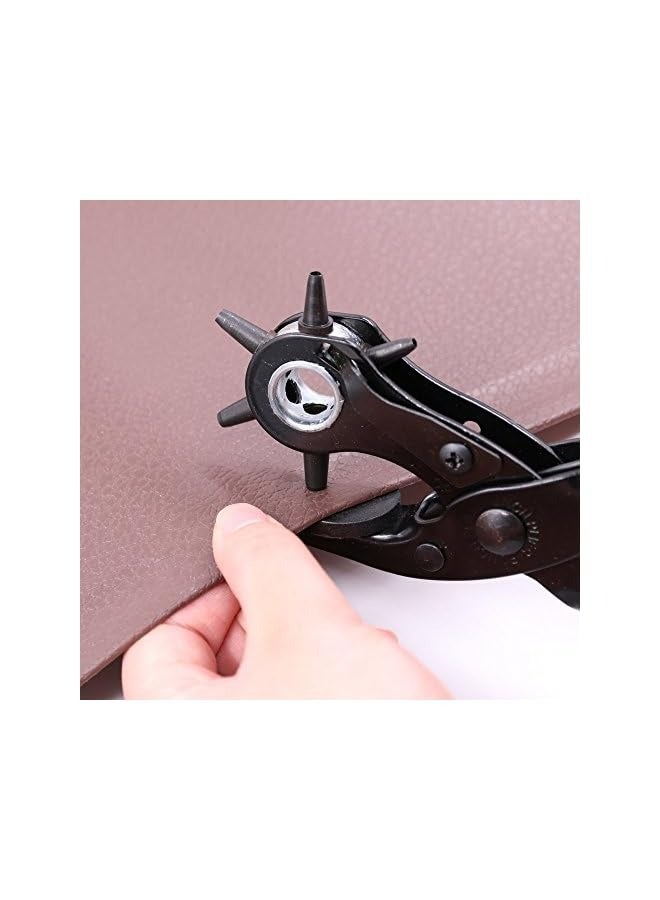 PROMASS Heavy Duty Adjustable Metal Hole Punch Pliers Revolving Leather Belt Hole Punch with Eyelet Pliers Tool Kit for Belt, Watch Bands, Saddle, Shoes, Crafts  - Image 4