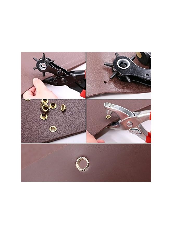 PROMASS Heavy Duty Adjustable Metal Hole Punch Pliers Revolving Leather Belt Hole Punch with Eyelet Pliers Tool Kit for Belt, Watch Bands, Saddle, Shoes, Crafts  - Image 5