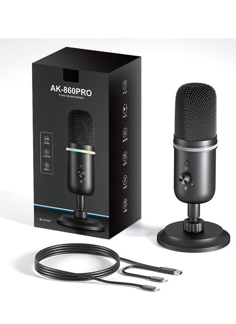 USB Microphone - Computer Condenser Gaming Mic for PC/Laptop/Phone/PS4/5, Headphone Output, Volume Control, USB Type C Plug and Play, Mute Button, for Streaming, Podcast, Studio Recording