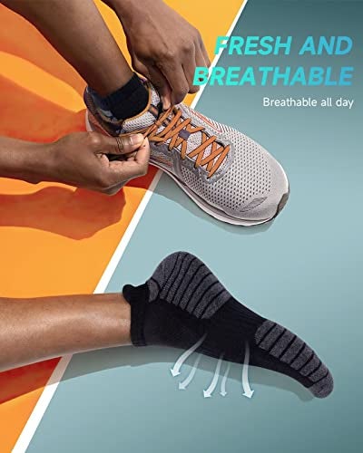 TANSTC Mens Socks for Men, Running Ankle Socks 6 Prials Braethable Comft Arch Support Tab Socks - Image 2