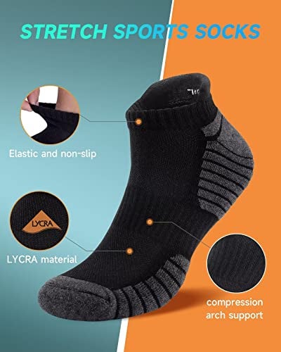 TANSTC Mens Socks for Men, Running Ankle Socks 6 Prials Braethable Comft Arch Support Tab Socks - Image 3