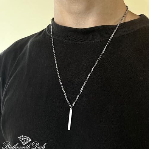 Peora Silver Plated Fancy 3D Cuboid Vertical Bar/Stick Pendant with Chain Fashion Jewellery Gift for Men & Boys - Image 2