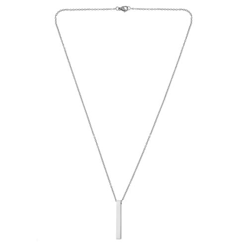 Peora Silver Plated Fancy 3D Cuboid Vertical Bar/Stick Pendant with Chain Fashion Jewellery Gift for Men & Boys - Image 5