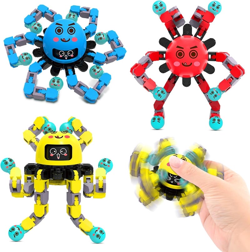 ASIOWELY Transformable Fidget Spinner Toys for Kids and Adults3 Pcs Sensory Toy for Boys Girl ADHD Stress Relief ToysFingertip Gyros Travel Toy Party Favors for Teens Birthdays Gifts Easter Present - Image 4