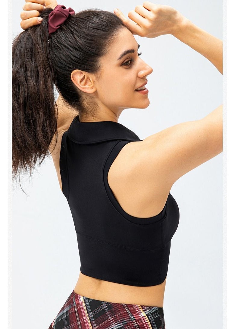 Loquat lapel high waist skinny running fitness yoga sports vest - Image 3