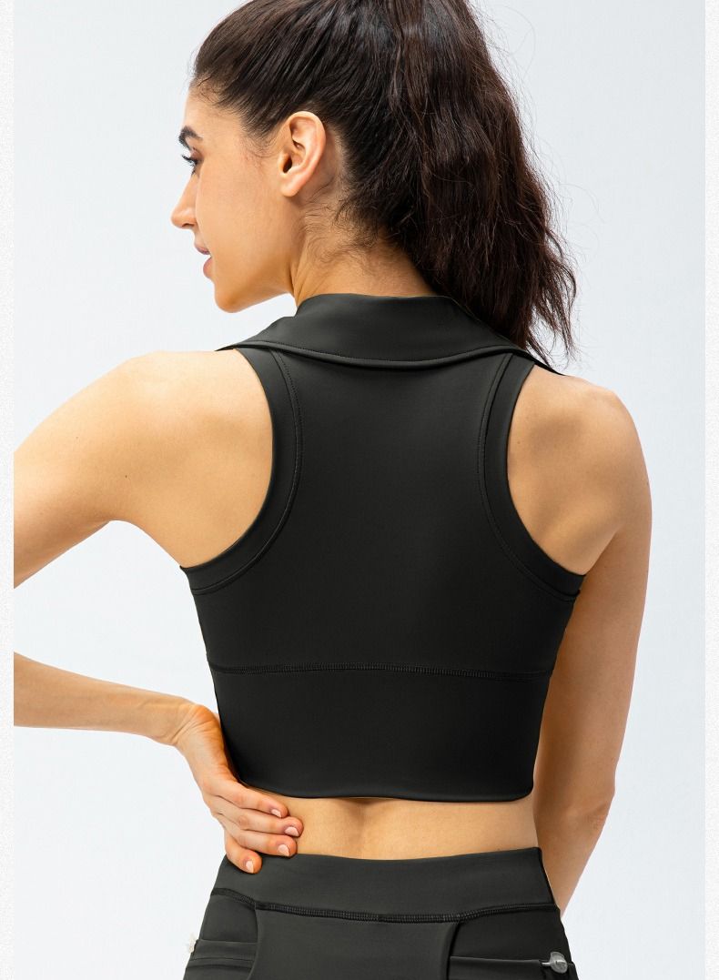 Loquat lapel high waist skinny running fitness yoga sports vest - Image 2